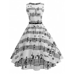 White  Music Note Swing Dress