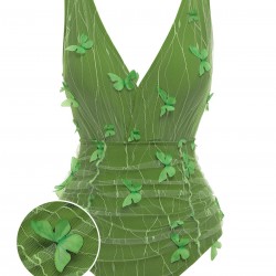 Green  3D Butterfly Mesh Swimsuit
