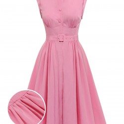 Pink  Doll Collar Solid Dress