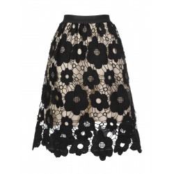  Floral Hollowed-out A-Line Skirt
