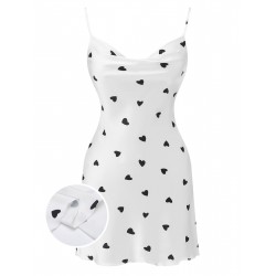 White  Heart Pattern Strap Nightgowns