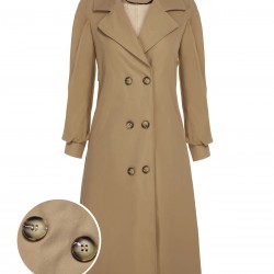Khaki  Double Breasted Button Trench Coat