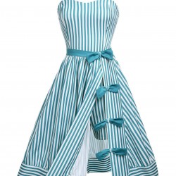 Turquoise  Stripes Romper & Skirt
