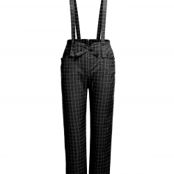 Black  Solid Suspender Pants