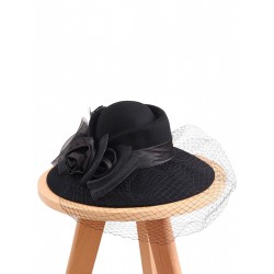  Floral Mesh Wooled Dress Hat