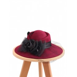  Floral Mesh Wooled Dress Hat