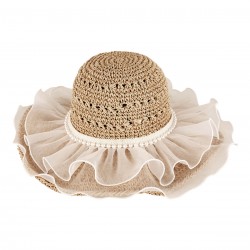 Handmade Ruffia Straw Organza Sun Hat